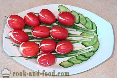 Celebración composición de tomate - tulipanes