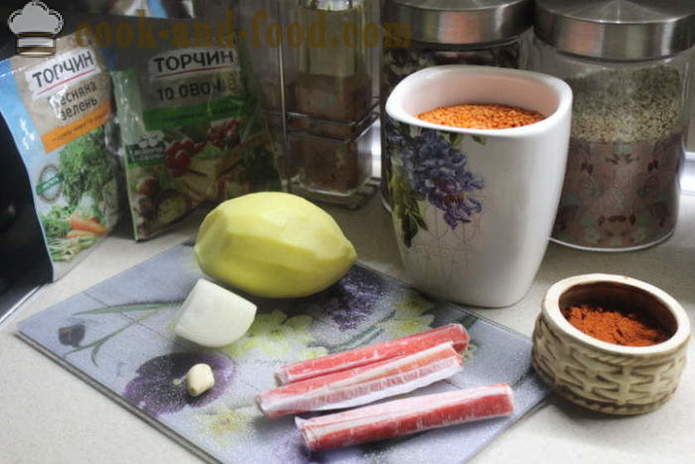 Sopa con palitos de cangrejo y verduras - Cómo cocinar con palitos de cangrejo, una fotos paso a paso de la receta m