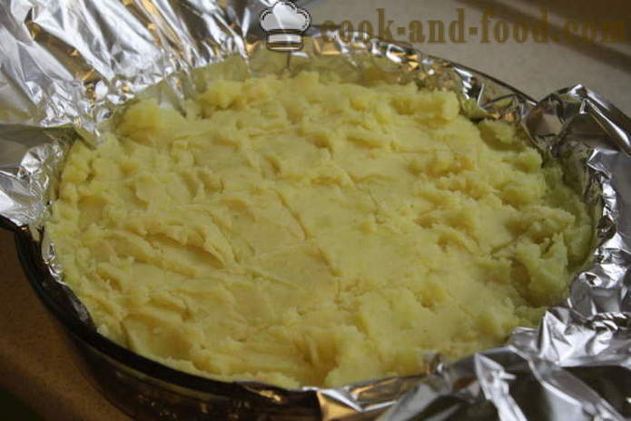 Pastel de patata Inglés con carne y setas - cómo cocinar un guiso de patatas y carne, con un paso a paso las fotos de la receta