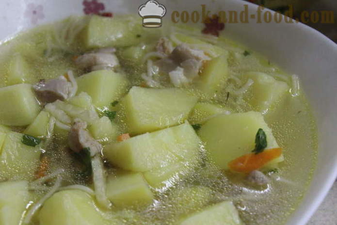 Sopa de fideos con pollo y papas - cómo preparar una deliciosa sopa de patata con fideos y pollo, con un paso a paso las fotos de la receta