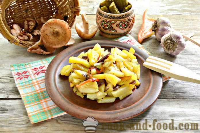 Champiñones frescos fritos con patatas - cómo freír setas con patatas en una sartén, un paso a paso de la receta fotos