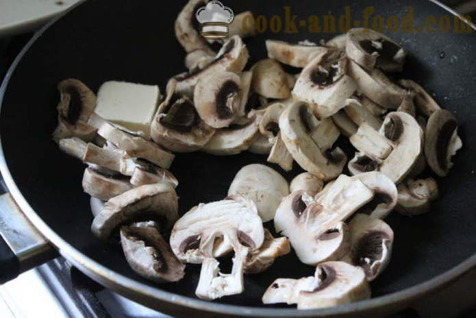 Albóndigas de cerdo con setas y salsa de crema - Cómo preparar albóndigas de carne picada y las setas, un paso a paso de la receta fotos