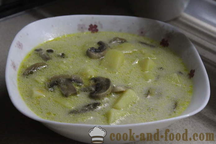 Sopa de hongos con queso - cómo cocinar sopa de queso con champiñones derecha rápida sabroso, con un paso a paso las fotos de la receta