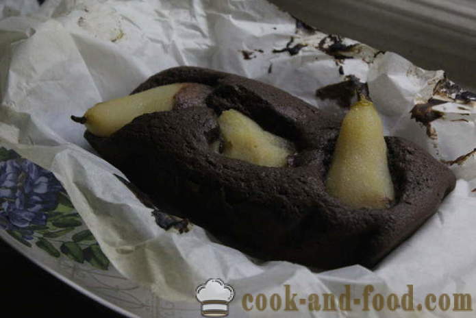 Pastel de chocolate con peras enteras - Cómo hacer un pastel de chocolate con pera casa, fotos paso a paso de la receta