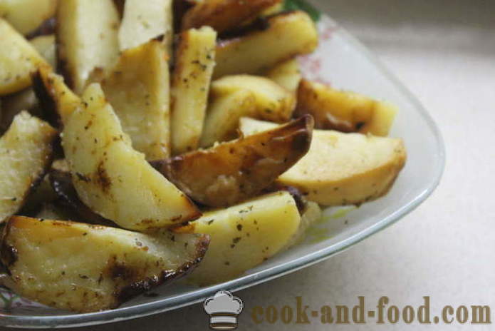 Patatas cocidas al horno con miel y mostaza en el horno - como deliciosos para cocinar las patatas en el hoyo, paso a paso la receta con phot