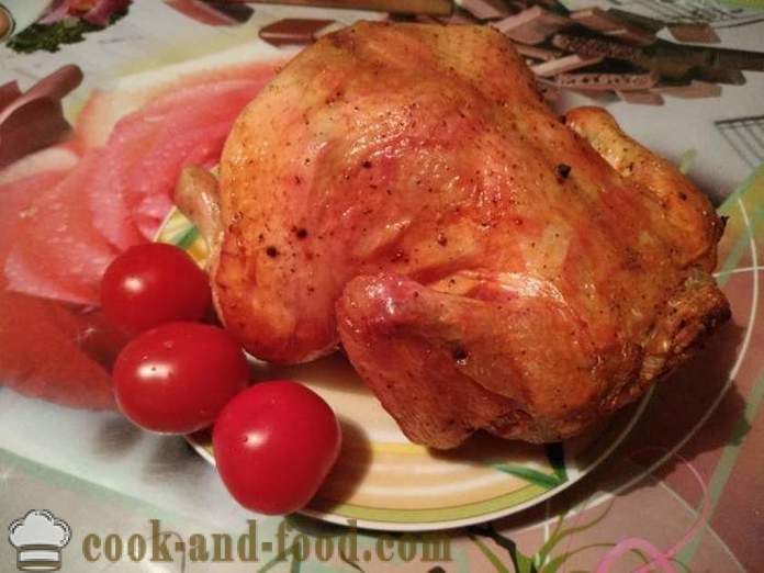 Pollo al horno por completo en el banco - como un delicioso pollo al horno en el horno entero, un paso a paso de la receta fotos
