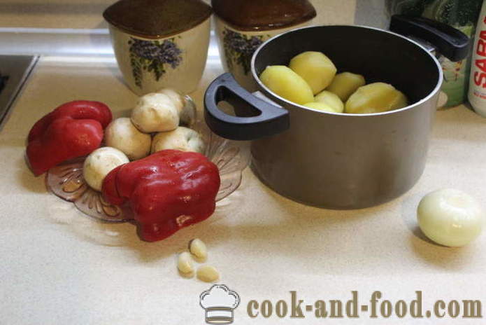Ensalada de seta caliente con patatas - cómo hacer una ensalada de patata caliente con setas, un paso a paso de la receta fotos