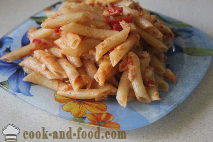 Pasta italiana con tomate y peces - cómo cocinar pasta con pescado y tomate, un paso a paso de la receta fotos