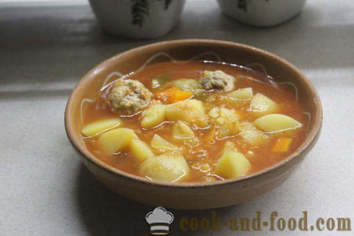 Sencilla sopa de lentejas rojas con las albóndigas y tomate - cómo cocinar sopa de lentejas rojas, con un paso a paso las fotos de la receta