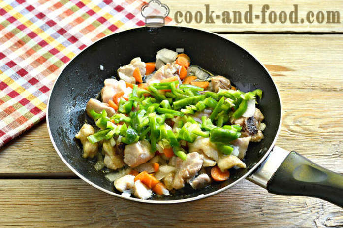 Arroz con verduras y pollo - tanto delicioso arroz cocinar el pollo en una sartén, un paso a paso de la receta fotos