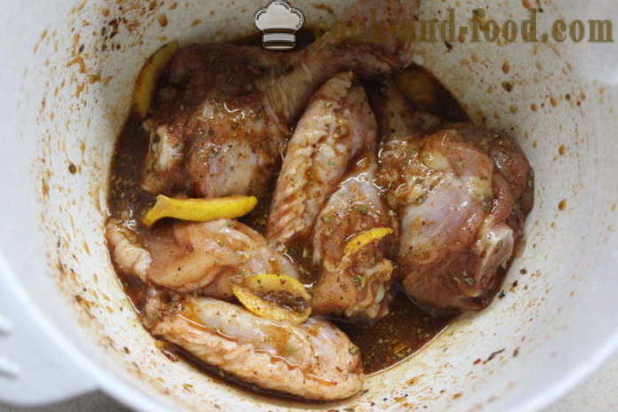 Pollo adobado en miel - cómo marinar el pollo en el adobo de miel y especias, con un paso a paso las fotos de la receta