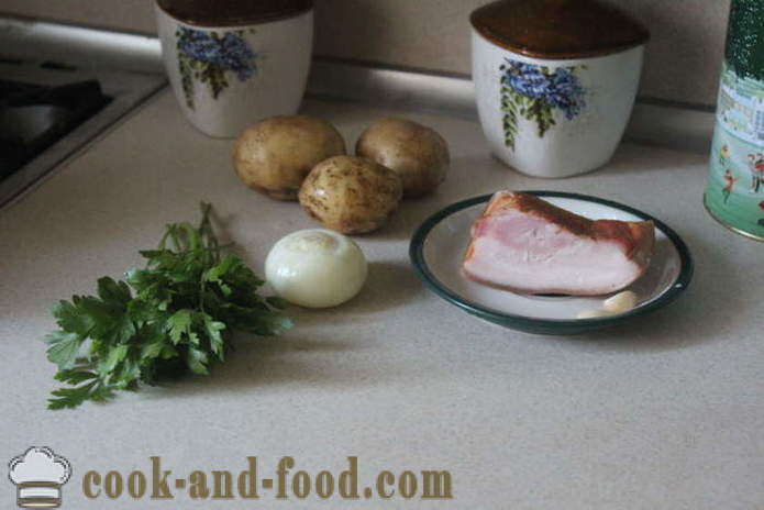 Patatas sabrosas con ajo y tocino - cómo cocinar un delicioso patatas nuevas, un paso a paso de la receta fotos