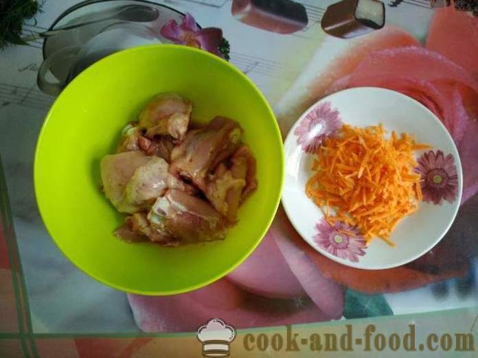 De pollo deliciosa pilaf de cebada perlada y muslos de pollo - Cómo hacer un pilaf de pollo con cebada, un paso a paso de la receta fotos