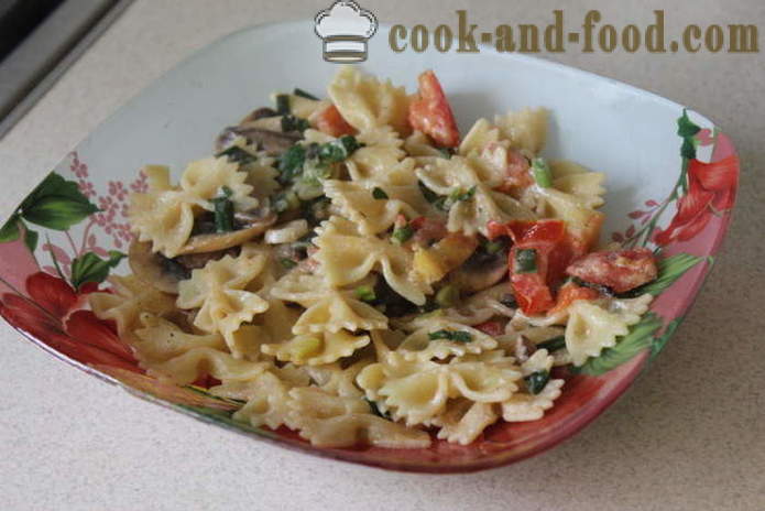 Pasta con tomate, albahaca y setas - cómo cocinar una pasta de hongos con albahaca y tomates, un paso a paso de la receta fotos