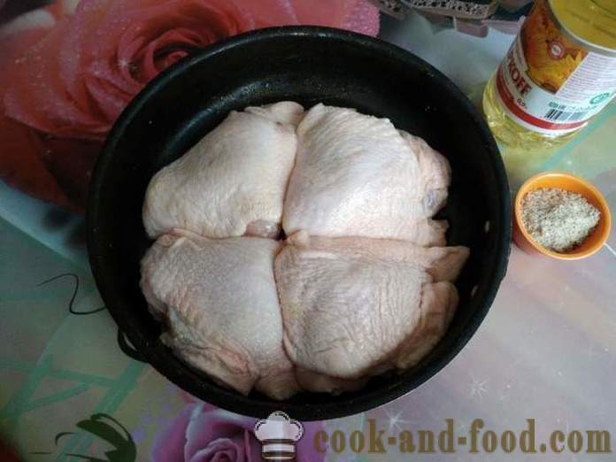 Muslos de pollo en el horno - como un delicioso muslos de pollo al horno en el horno, con un paso a paso las fotos de la receta