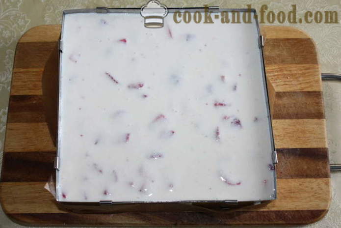 Cuajada de tarta de queso con fresas sin hornear - cómo cocinar el pastel de queso con fresas, un paso a paso de la receta fotos