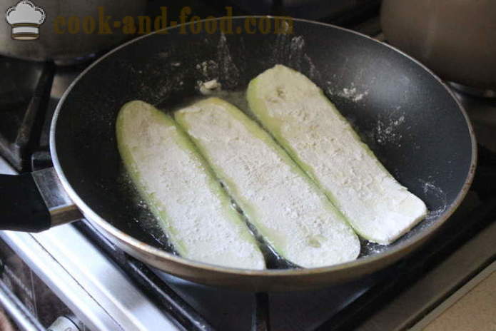 Rollos de calabacín rellenas de - a cocinar deliciosos calabacín frito en la sartén, un paso a paso de la receta fotos