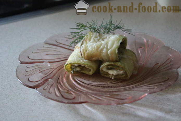 Rollos de calabacín rellenas de - a cocinar deliciosos calabacín frito en la sartén, un paso a paso de la receta fotos