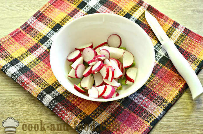 Ensalada con los rábanos y ruibarbo - Cómo hacer una ensalada de rábano y el ruibarbo, un paso a paso de la receta fotos
