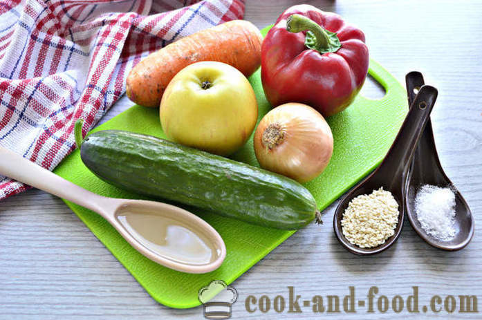 Ensalada de verduras frescas con sésamo - cómo hacer una ensalada con semillas de sésamo y verduras, con un paso a paso las fotos de la receta