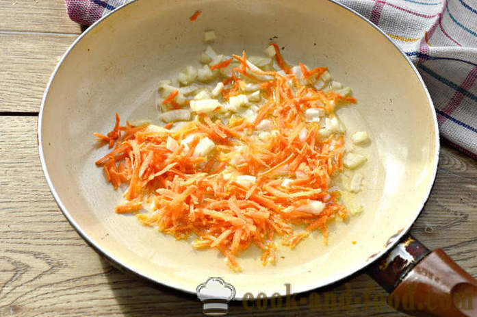 Arroz sabroso relleno con carne de pollo, cebollas y zanahorias - cómo cocinar un pollo relleno para pasteles y tartas, un paso a paso de la receta fotos