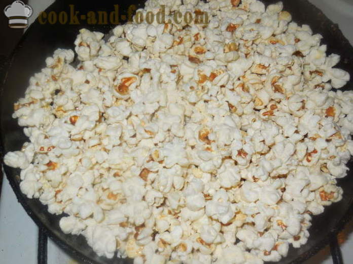 Palomitas dulces y saladas en una sartén - cómo hacer palomitas de maíz en el hogar adecuadamente, paso a paso las fotos de la receta