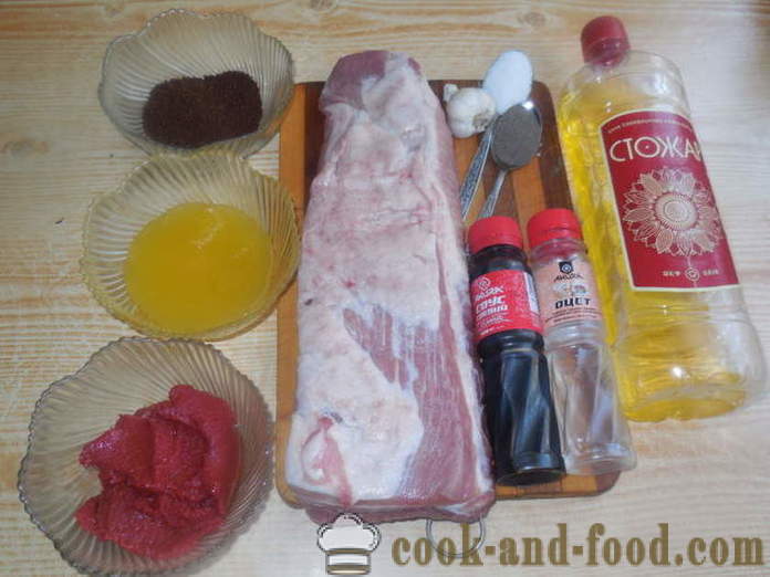 Costillas de cerdo al horno con miel y salsa de soja - a cocinar costillas de cerdo en el horno, con un paso a paso las fotos de la receta