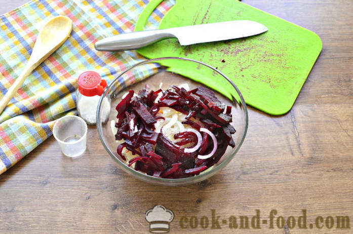 Ensalada de remolacha sin carne con chucrut - cómo cocinar ensalada de remolacha con repollo en vinagre, un paso a paso de la receta fotos