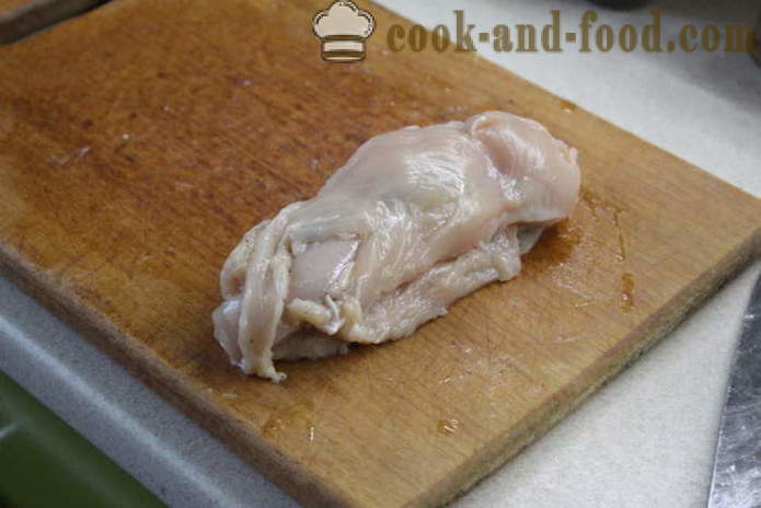 Rollo de pollo al horno en el horno - rollo de pollo al horno como en el horno en papel de aluminio, con un paso a paso las fotos de la receta