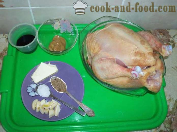 Un pollo entero en el horno en un papel - como un delicioso pollo al horno en el horno entero, un paso a paso de la receta fotos