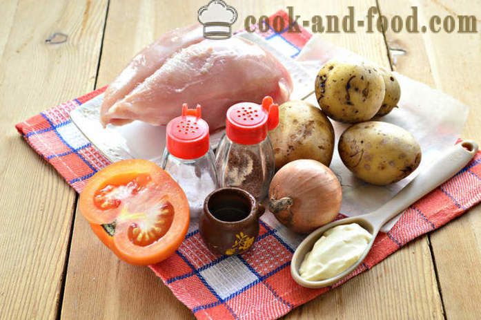 Patatas al horno con pollo y tomate - a cocinar pollo al horno con patatas, un paso a paso de la receta fotos