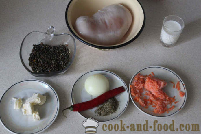 Lenteja Pilaf con el pollo en la leche - tan delicioso para cocinar las lentejas con pollo, un paso a paso de la receta fotos