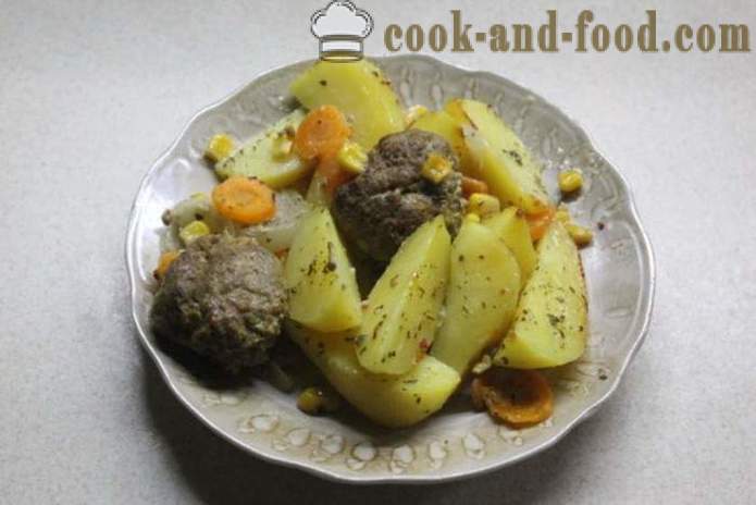 Albóndigas al horno con patatas y verduras - la forma de cocinar las albóndigas en el horno, con un paso a paso las fotos de la receta