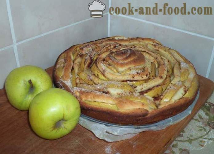Tarta de manzana levadura Rose - cómo cocinar un pastel de manzana con la masa en forma de rosas, paso a paso las fotos de la receta