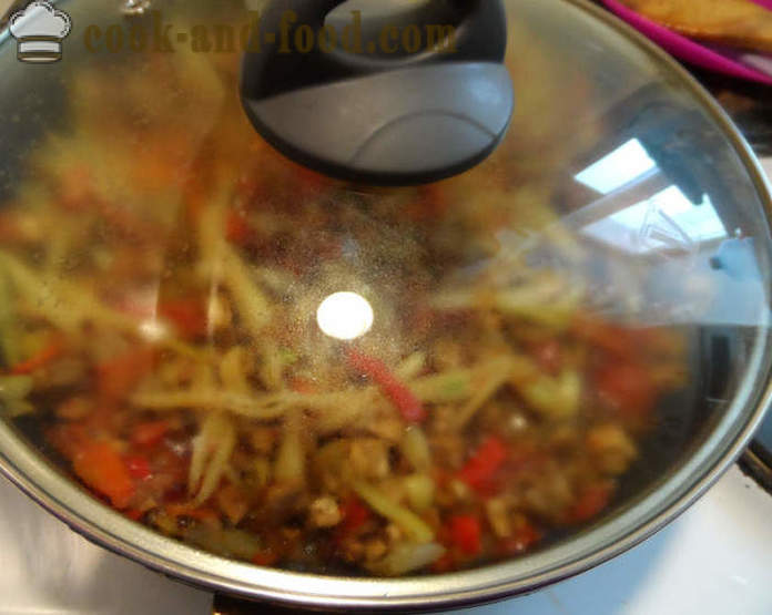 Sopa espesa Chili con carne - cómo cocinar un clásico chili con carne, paso a paso las fotos de la receta