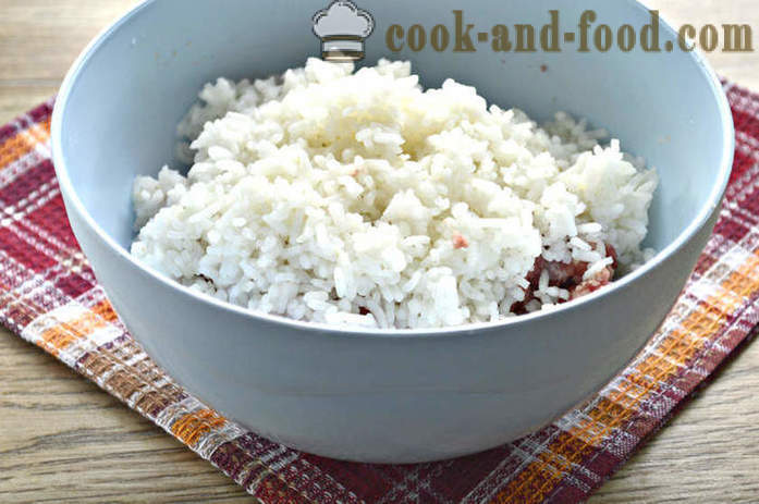 Albóndigas de carne picada con arroz en una sartén - cómo cocinar albóndigas de carne picada y salsa, con un paso a paso las fotos de la receta