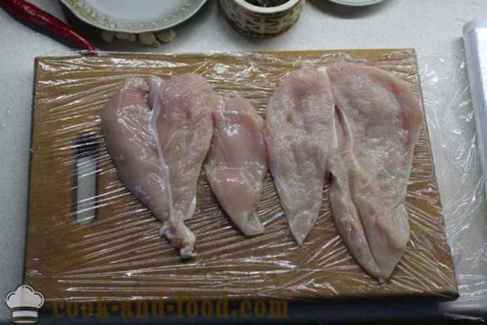 Rollo de pollo hecho en casa en papel - cómo hacer un rollo de pollo en casa, paso a paso las fotos de la receta