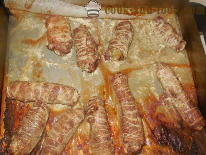 Dedos de carne rellenos en el horno - cómo hacer que los dedos de cerdo, carne de fotos paso a paso de la receta