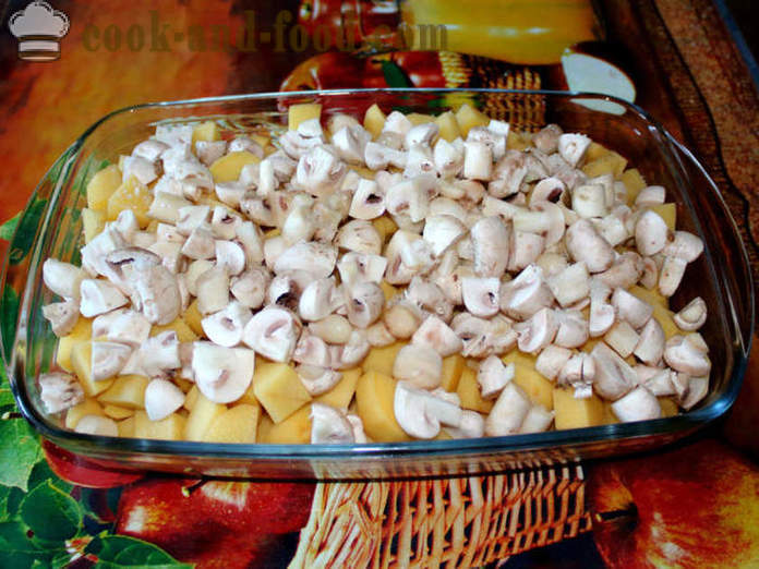 Patatas con setas al horno - papas al horno con setas, como un paso a paso de la receta fotos