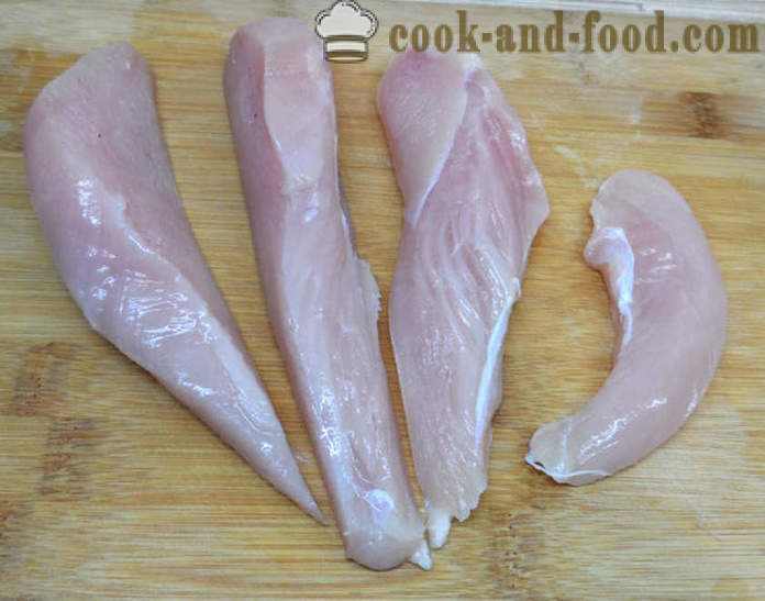 Sin cocer la pechuga de pollo se sacudió en casa - cómo hacer pollo es ideal en casa, fotos paso a paso de la receta