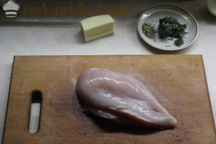 Rollo de queso de pechuga de pollo en el horno - cómo hacer un rollo de pollo en casa, paso a paso las fotos de la receta