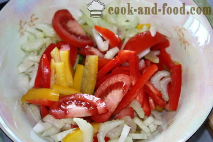 Ensalada con verduras y queso mozzarella - Cómo hacer una ensalada con verduras y queso, con un paso a paso de la receta fotos