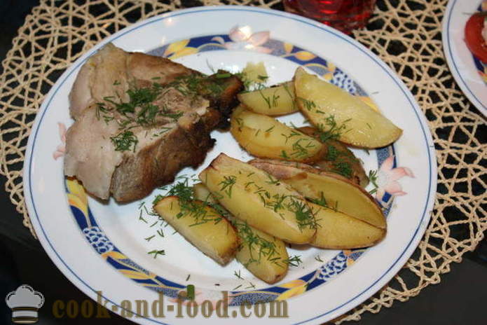 Costillas al horno de cerdo con patatas en el horno - patatas cocidas al horno como con tocino, un paso a paso fotos de la receta