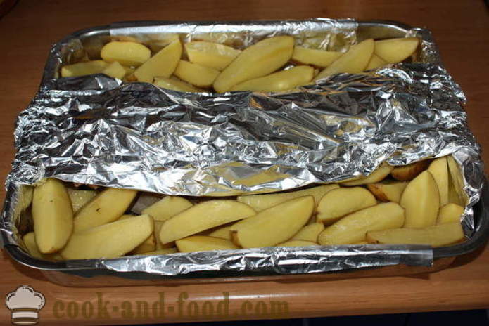 Costillas al horno de cerdo con patatas en el horno - patatas cocidas al horno como con tocino, un paso a paso fotos de la receta