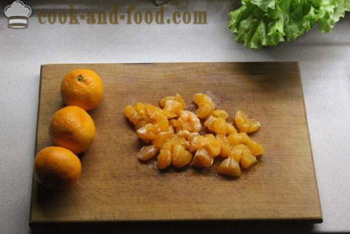 Ensalada de Año Nuevo con pechuga de pollo y mandarina - cómo preparar una ensalada con pollo y mandarinas, un paso a paso de la receta fotos