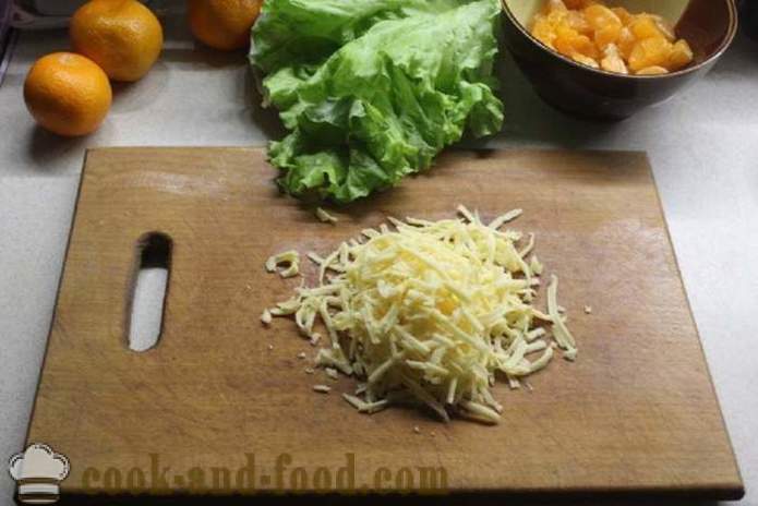 Ensalada de Año Nuevo con pechuga de pollo y mandarina - cómo preparar una ensalada con pollo y mandarinas, un paso a paso de la receta fotos
