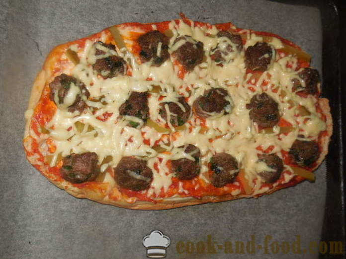 La pizza de pita gruesa perezoso en el horno - a cocinar de la pizza de pita terminado, un paso a paso de la receta fotos