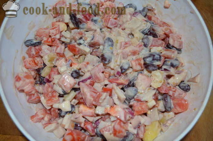 Ensalada con las habas y calamares - ¿Cómo se prepara una ensalada con calamares y frijoles, con un paso a paso las fotos de la receta