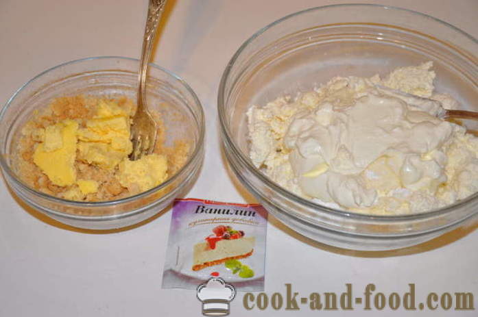 Postre de la cuajada sin hornear - cómo cocinar el pastel de queso con gelatina de postre en casa, paso a paso las fotos de la receta