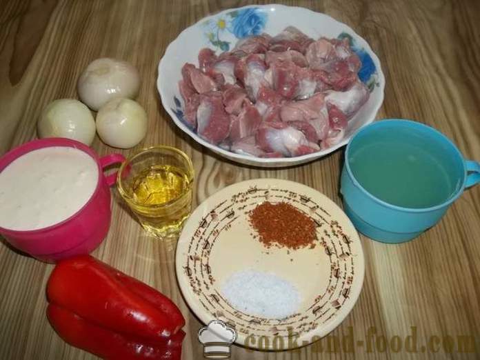 Pollo ventrículos estofado en salsa de crema en una cacerola - cómo cocinar un delicioso pollo ventrículos, un paso a paso de la receta fotos